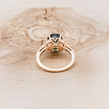 "BLOSSOM" - PEAR-CUT MOSS AGATE ENGAGEMENT RING WITH LEAF-SHAPED DIAMOND ACCENTS-4