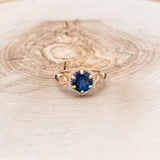 "LUCY IN THE SKY" - ROUND CUT LAB-GROWN ALEXANDRITE ENGAGEMENT RING WITH CELTIC KNOT ENGRAVINGS & FIRE & ICE OPAL INLAYS-4