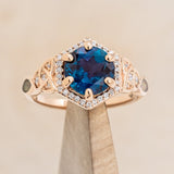 "LUCY IN THE SKY" - ROUND CUT LAB-GROWN ALEXANDRITE ENGAGEMENT RING WITH CELTIC KNOT ENGRAVINGS & FIRE & ICE OPAL INLAYS-1