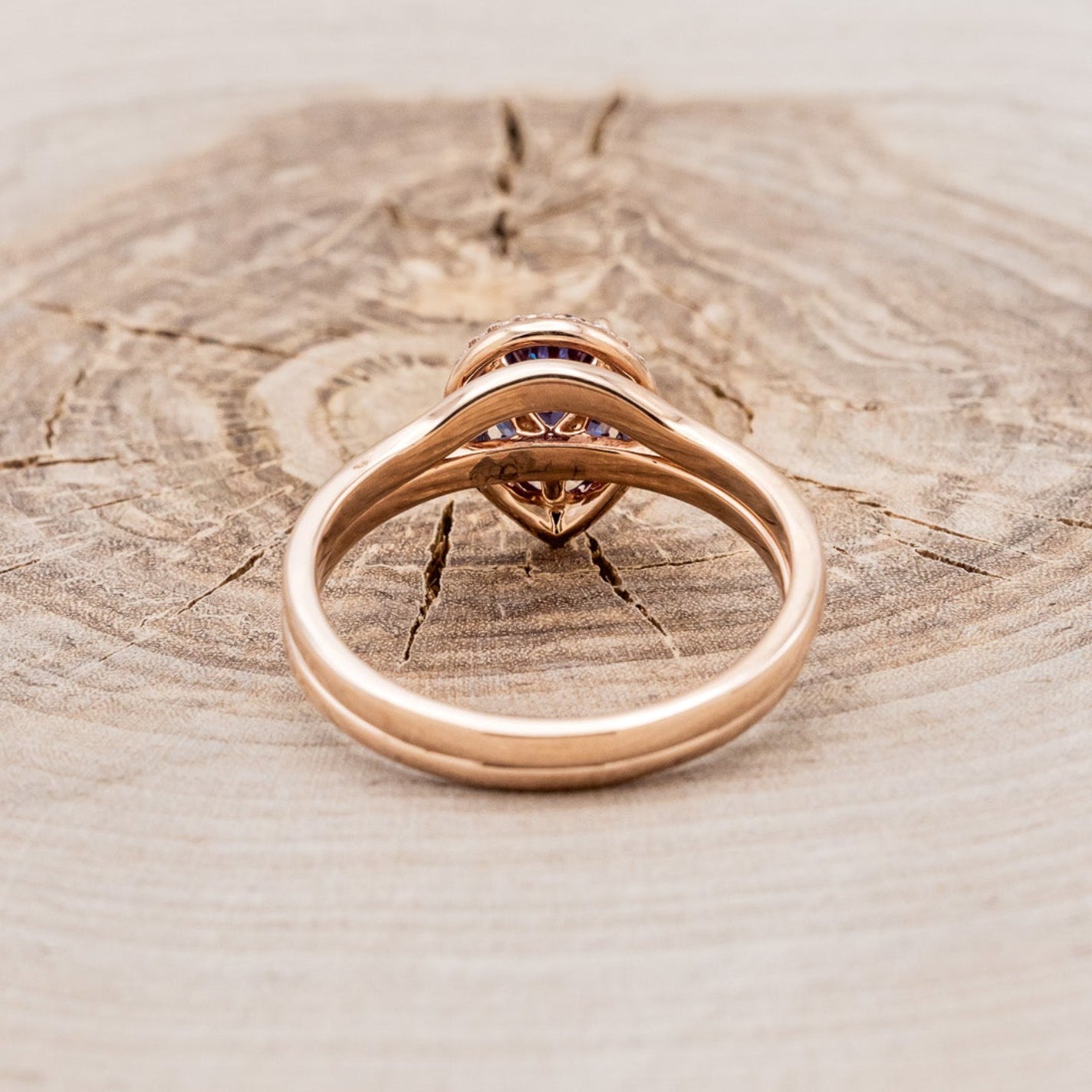 "CLARISS" - PEAR-SHAPED LAB-GROWN ALEXANDRITE ENGAGEMENT RING SET WITH DIAMOND ACCENTS & STACKER-5