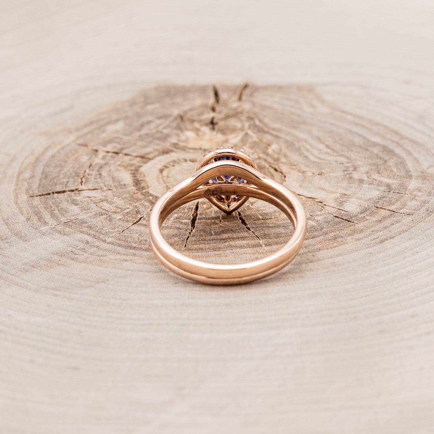 "CLARISS" - PEAR-SHAPED LAB-GROWN ALEXANDRITE ENGAGEMENT RING SET WITH DIAMOND ACCENTS & STACKER-5