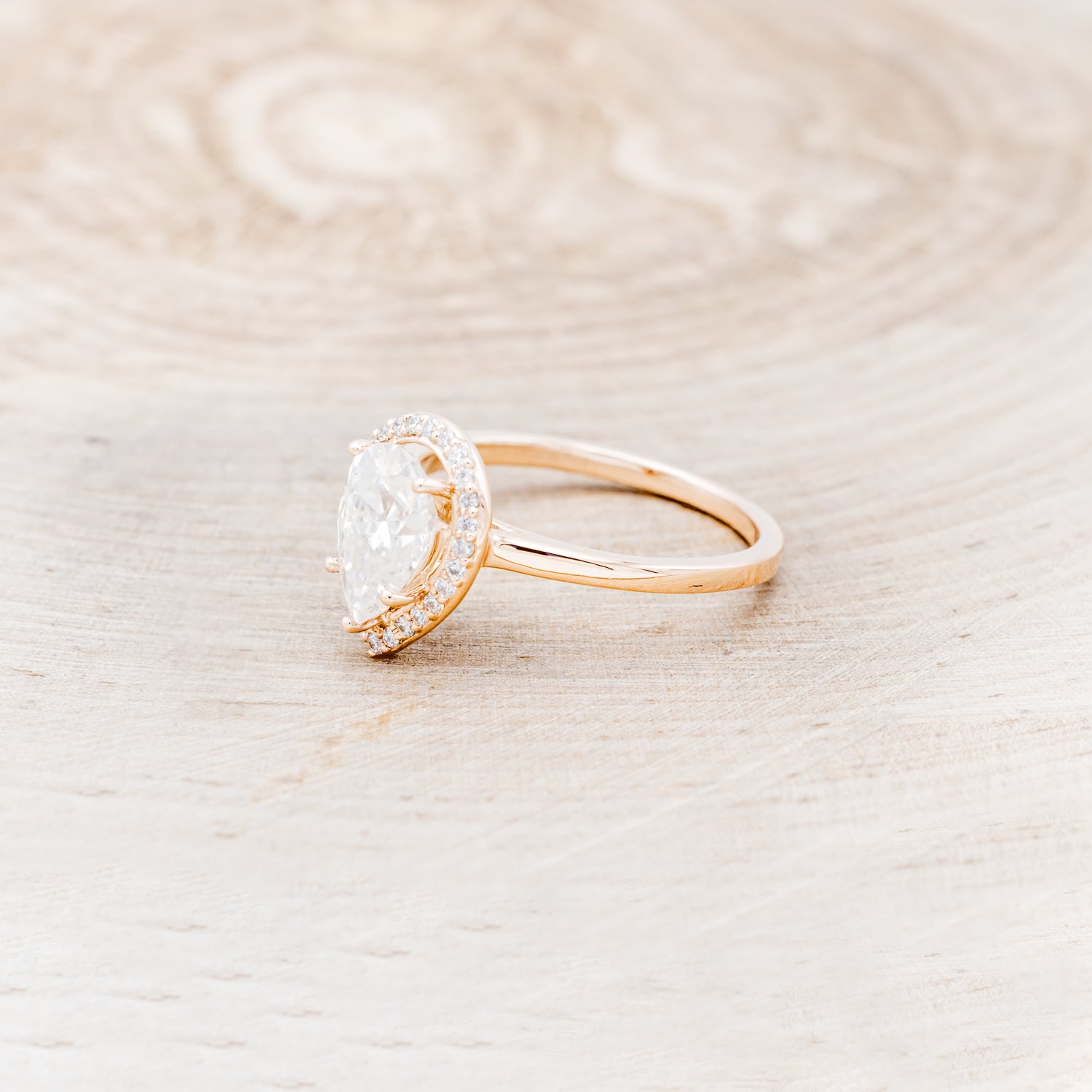 "CLARISS" - PEAR-SHAPED MOISSANITE ENGAGEMENT RING WITH DIAMOND HALO-9