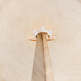 "CLARISS" - BRIDAL SUITE - PEAR SHAPED LAB-GROWN ALEXANDRITE ENGAGEMENT RING WITH DIAMOND HALO & TRACERS-27