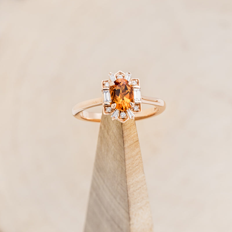 "CLEOPATRA" - OVAL CITRINE ENGAGEMENT RING WITH DIAMOND HALO-13