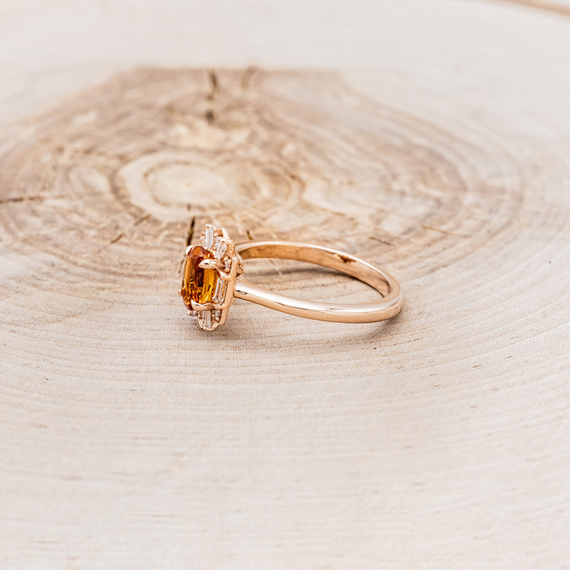 "CLEOPATRA" - OVAL CITRINE ENGAGEMENT RING WITH DIAMOND HALO-15