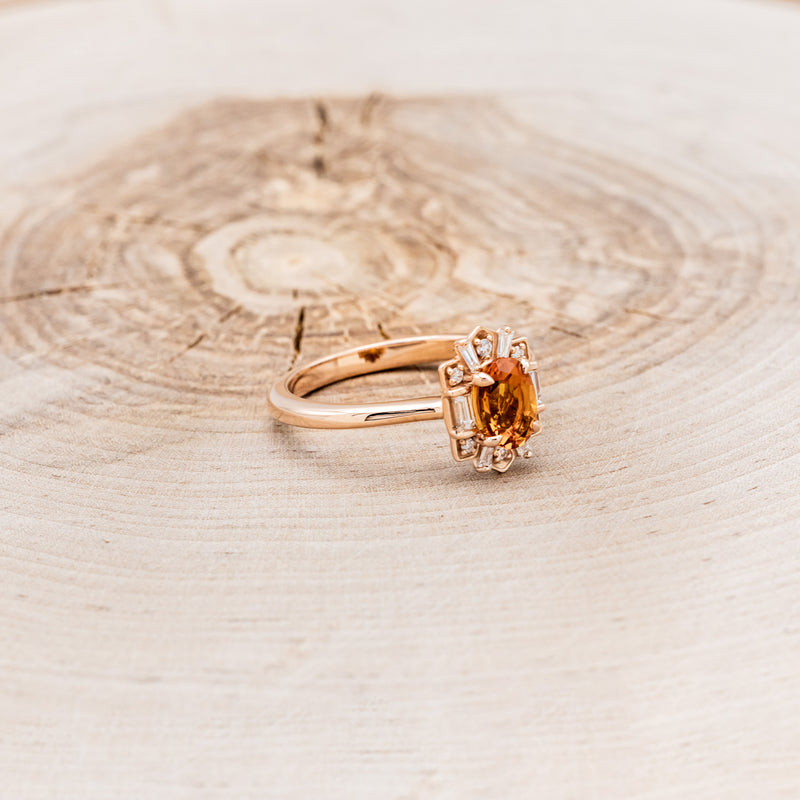 "CLEOPATRA" - OVAL CITRINE ENGAGEMENT RING WITH DIAMOND HALO-14