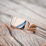 "COLTER" - FLAT TOP WEDDING RING FEATURING DIAGONAL ONYX & TURQUOISE INLAYS-Staghead Designs