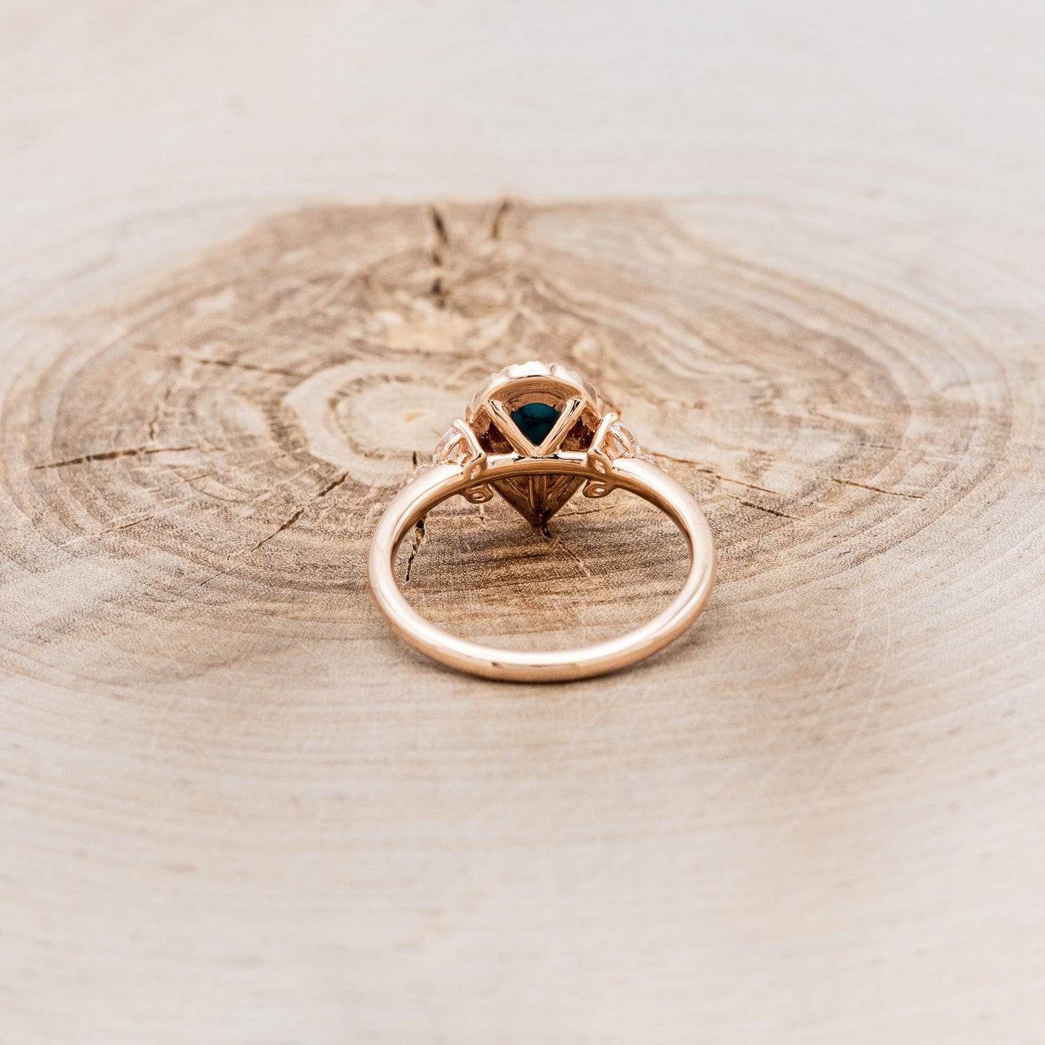 "DREAM" - PEAR-SHAPED TURQUOISE ENGAGEMENT RING WITH DIAMOND HALO & ACCENTS-17