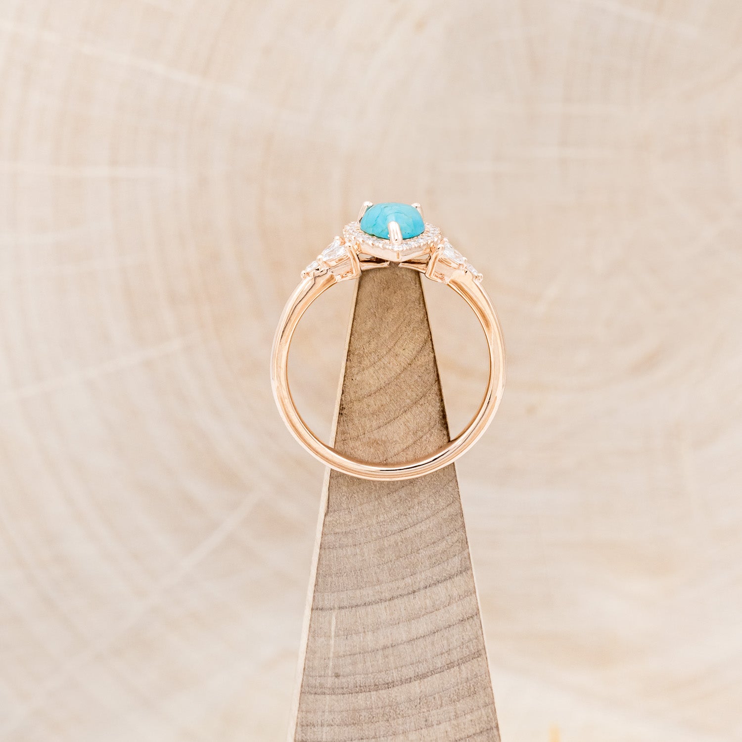 "DREAM" - PEAR-SHAPED TURQUOISE ENGAGEMENT RING WITH DIAMOND HALO & ACCENTS-18