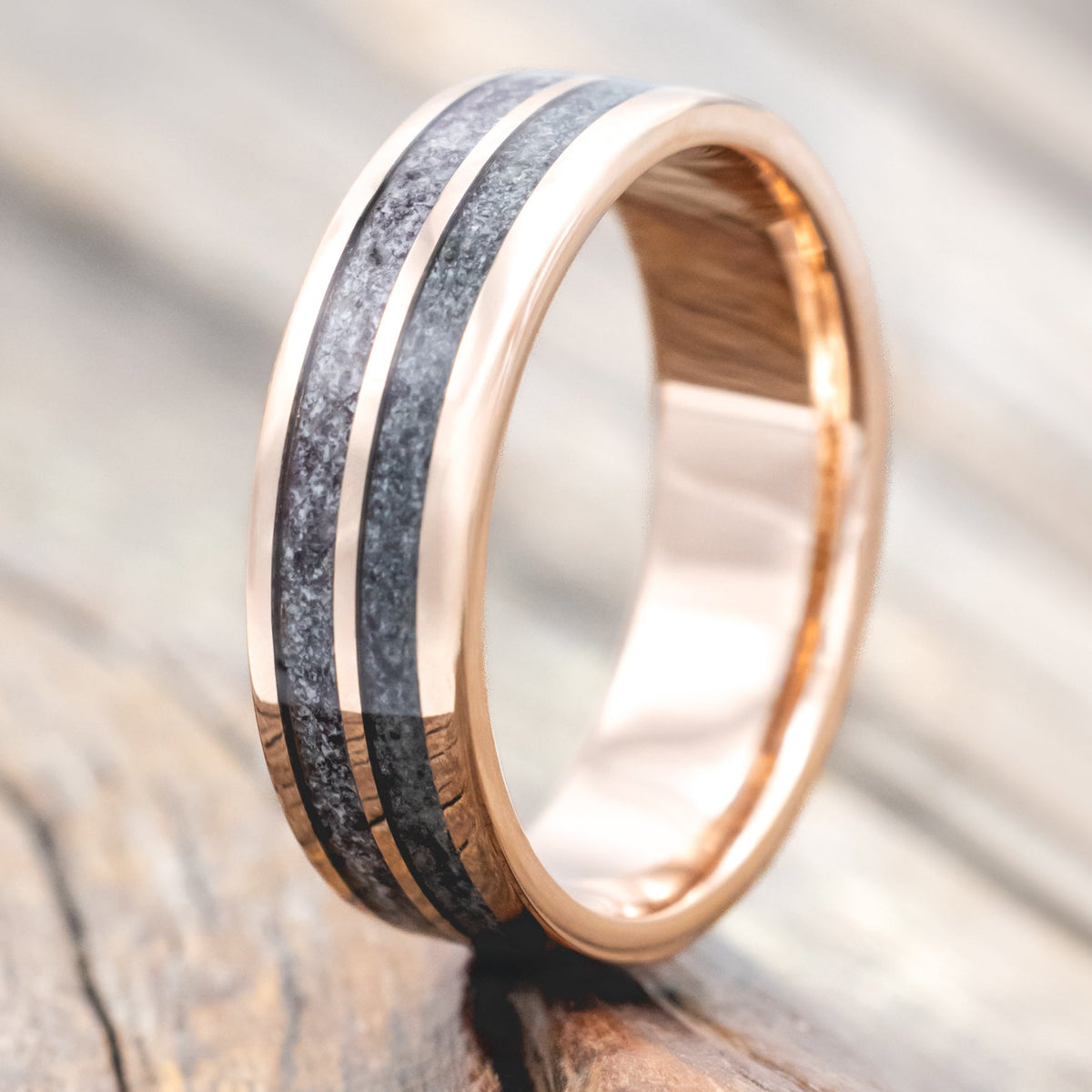 "DYAD" - MOSS AGATE & MOONSTONE WEDDING BAND-Staghead Designs