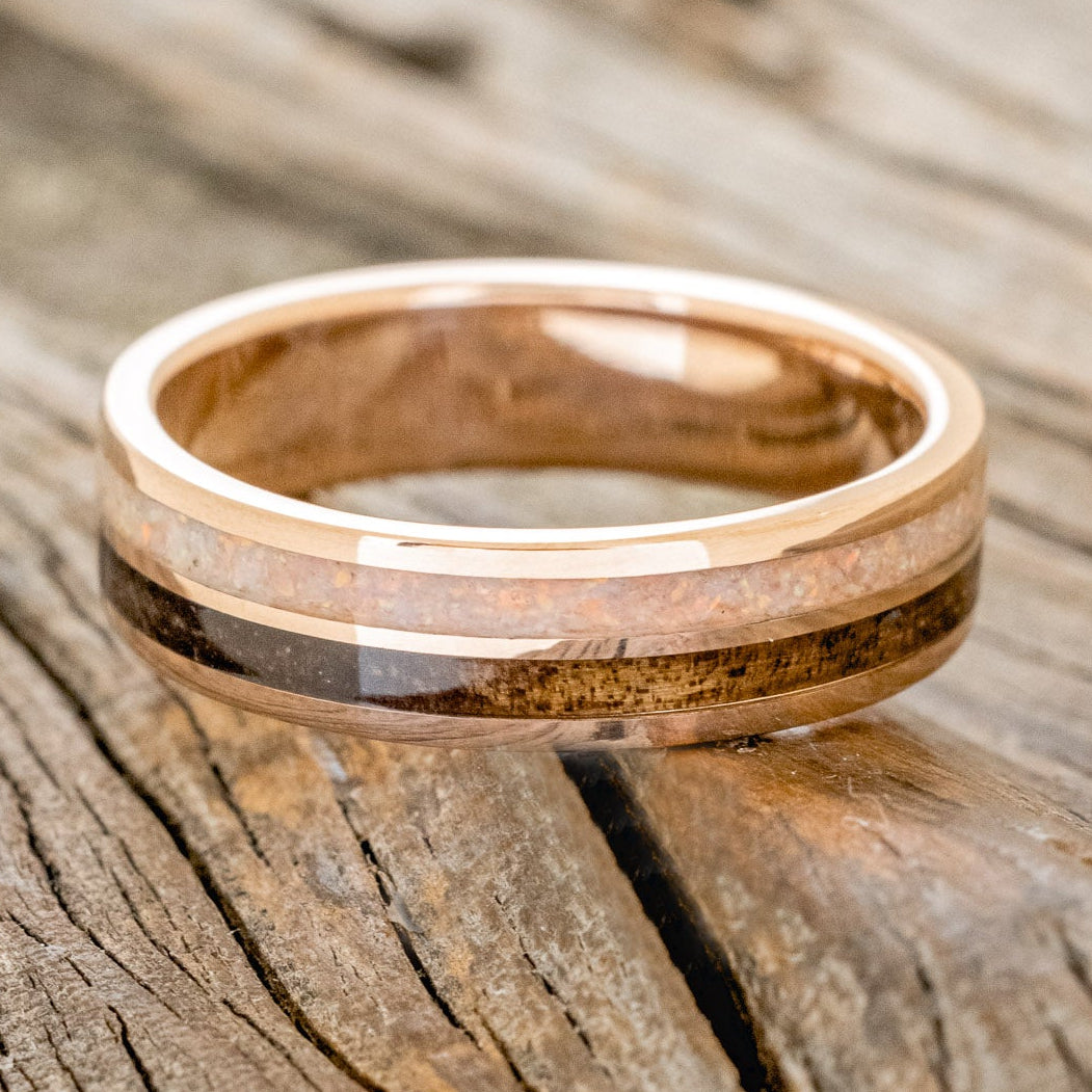 "DYAD" - KOA WOOD & FIRE AND ICE OPAL WEDDING BAND-6
