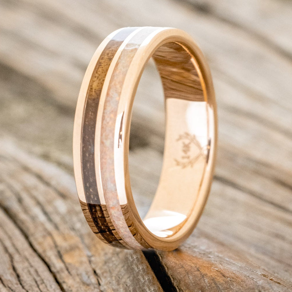 "DYAD" - KOA WOOD & FIRE AND ICE OPAL WEDDING BAND-4