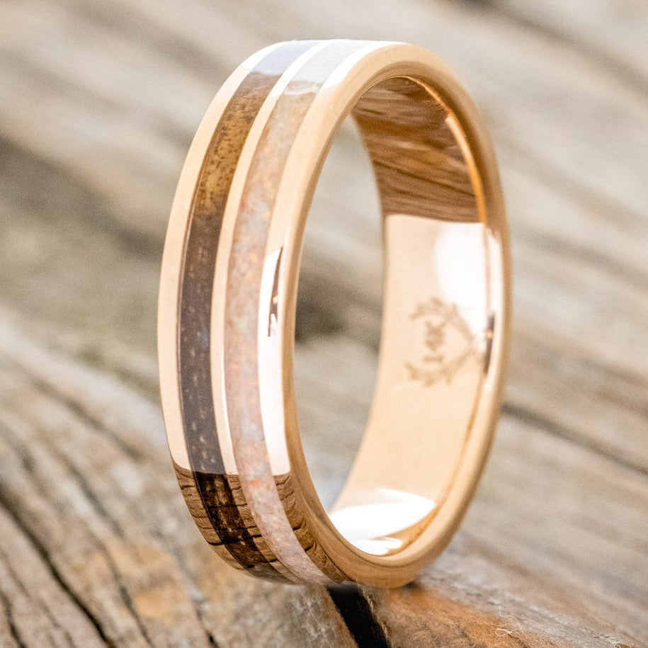 "DYAD" - KOA WOOD & FIRE AND ICE OPAL WEDDING BAND-4
