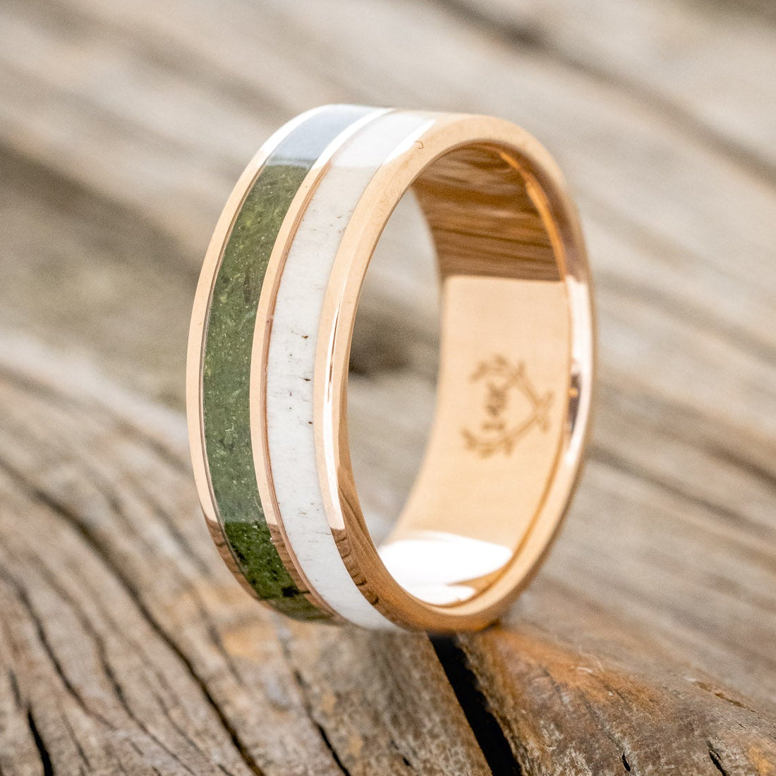 "DYAD" - TWO INLAY WEDDING BAND-Staghead Designs
