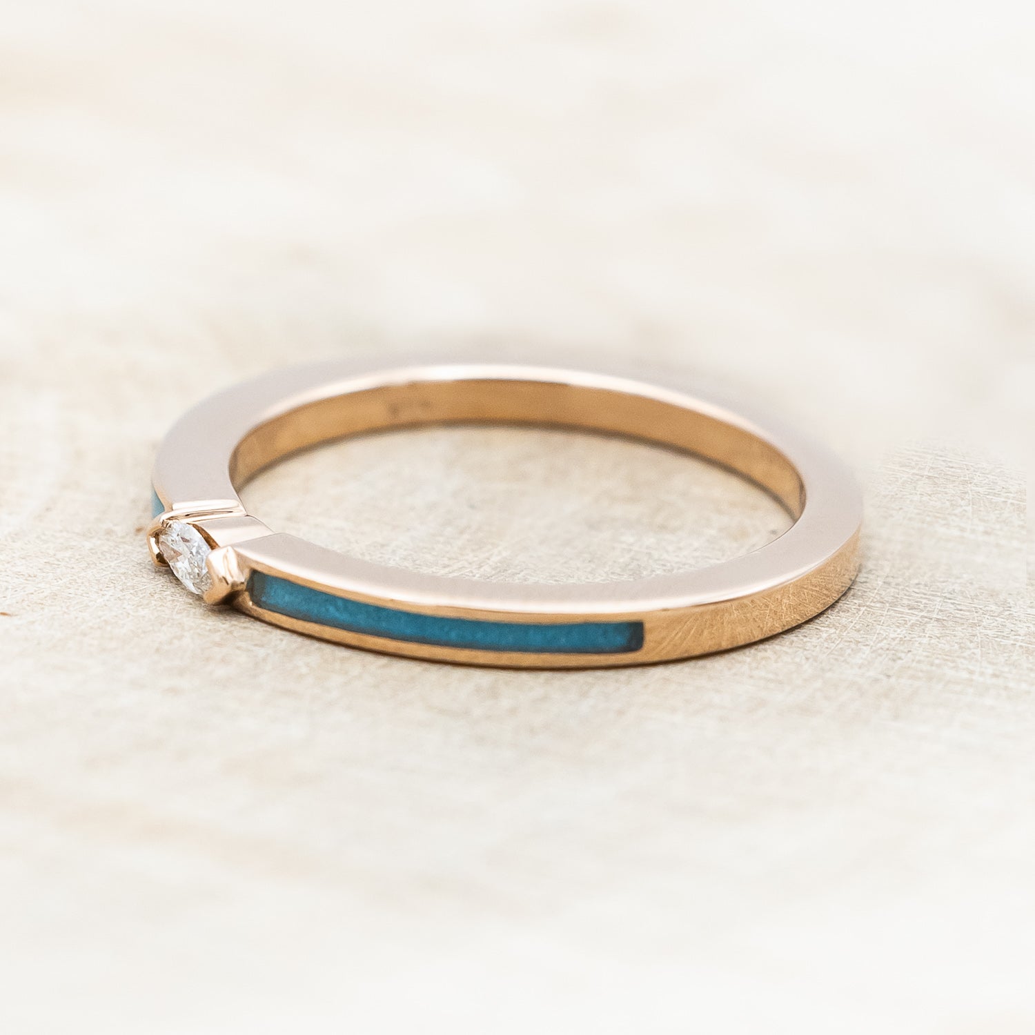 "ELBA" - MARQUISE MOISSANITE ENGAGEMENT RING WITH TURQUOISE INLAYS-Staghead Designs