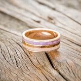 "ELEMENT" - SUGILITE, IRONWOOD & FIRE AND ICE OPAL WEDDING RING FEATURING A 14K GOLD BAND-3