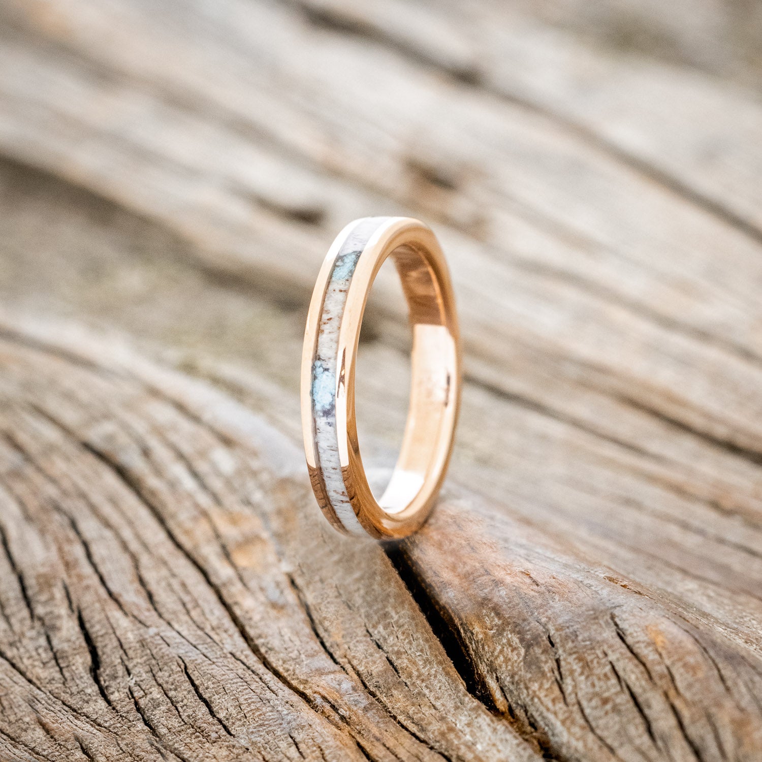 "ETERNA" - ANTLER & TURQUOISE STACKING BAND-11