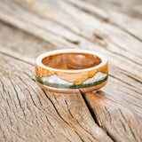 "EZRA" - WHISKEY BARREL OAK WITH DIAMOND DUST & MOSS INLAY WEDDING RING