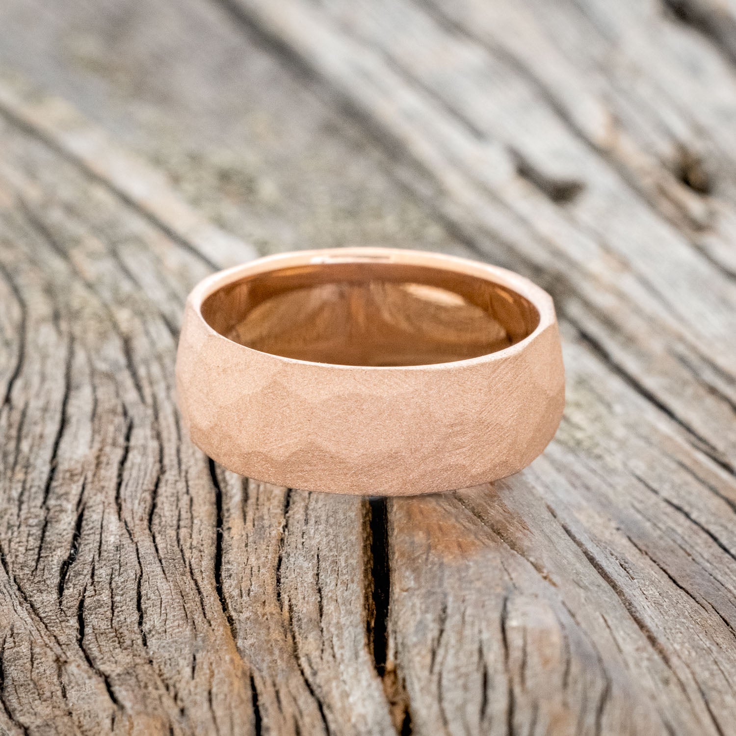 FACETED WEDDING RING WITH A SANDBLASTED FINISH-9