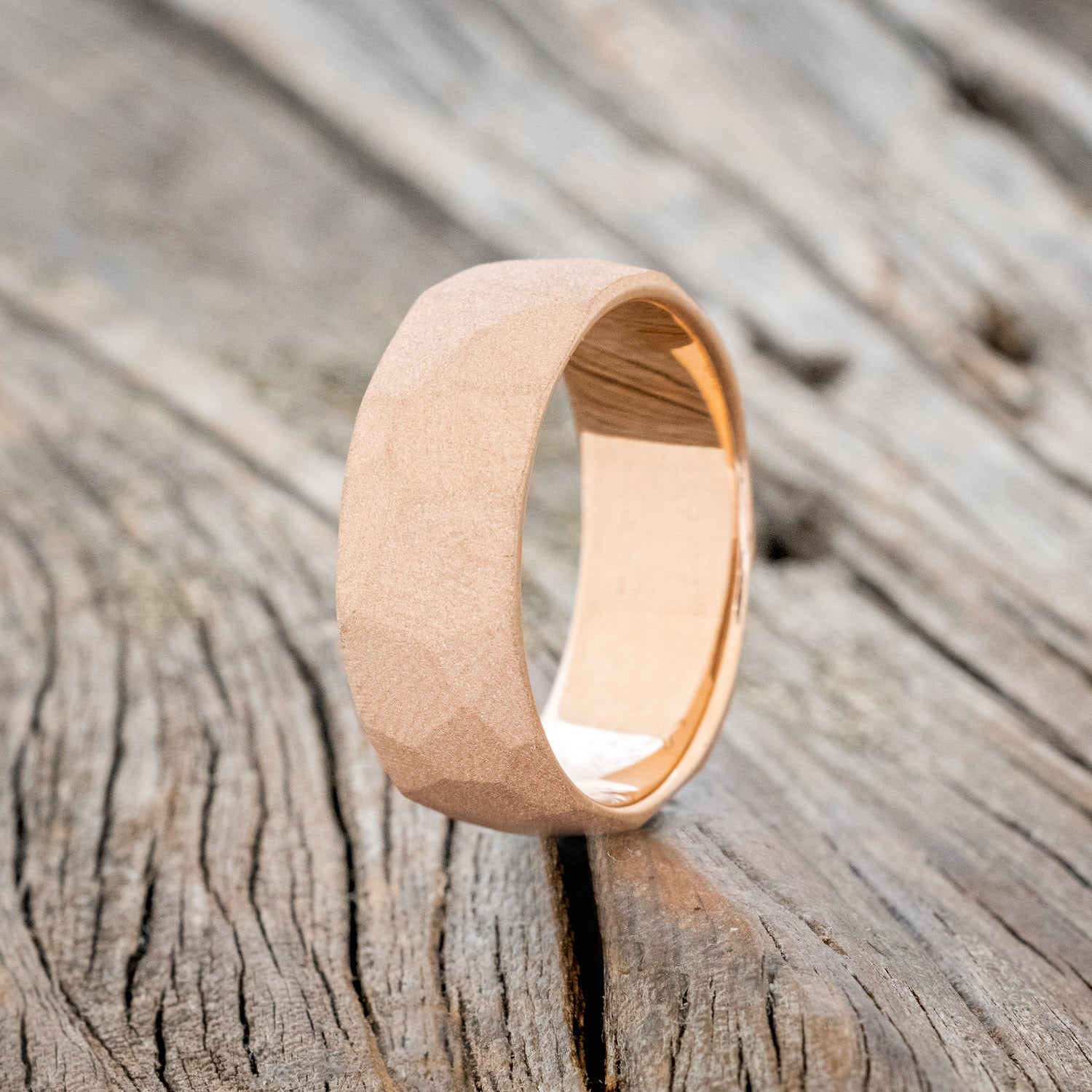 FACETED WEDDING RING WITH A SANDBLASTED FINISH-7