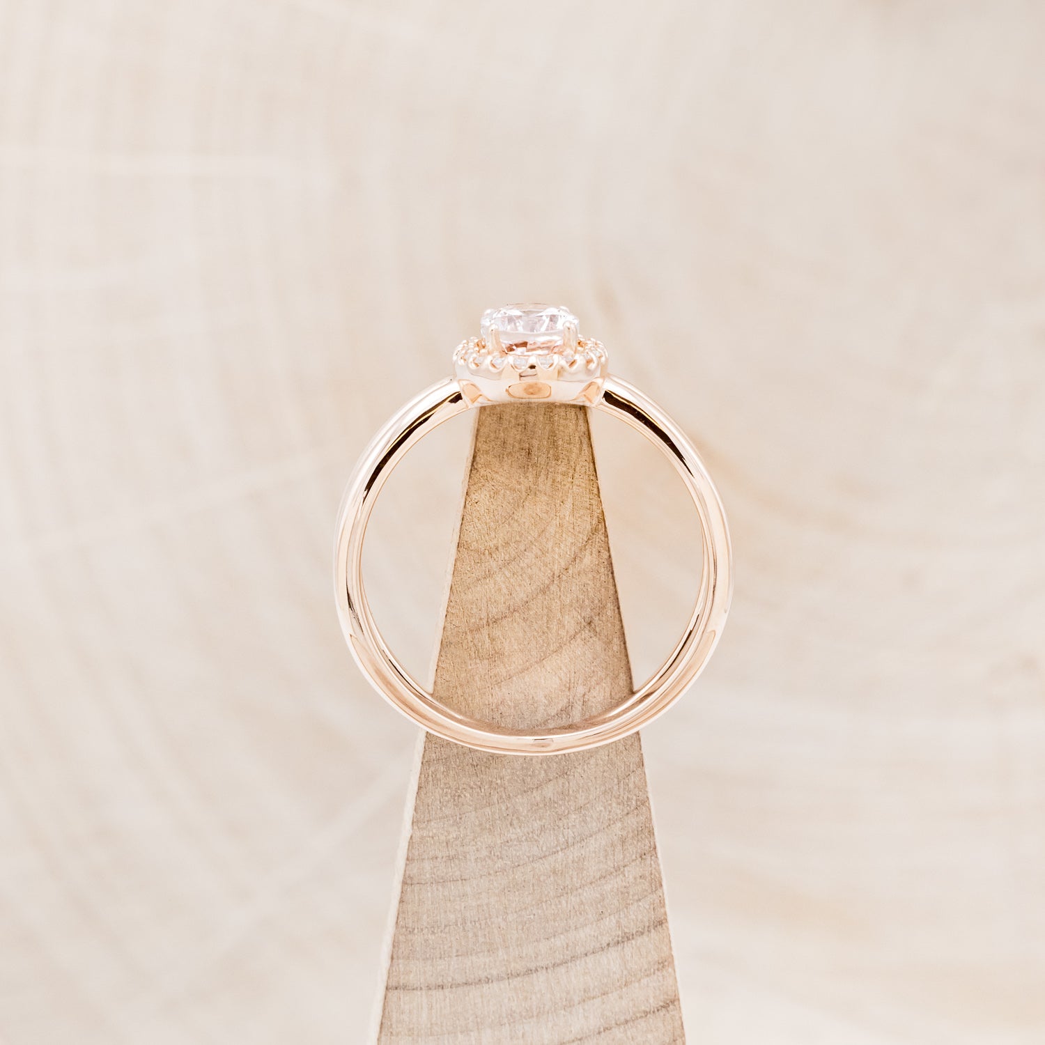 "FRENCHY" - OVAL MORGANITE ENGAGEMENT RING WITH DIAMOND HALO-6