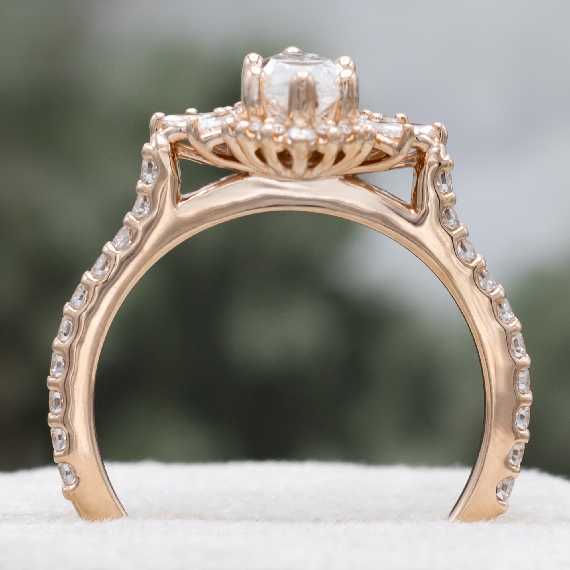 "FRITZI" - MARQUISE CUT MOISSANITE ENGAGEMENT RING WITH DIAMOND ACCENTS-Staghead Designs