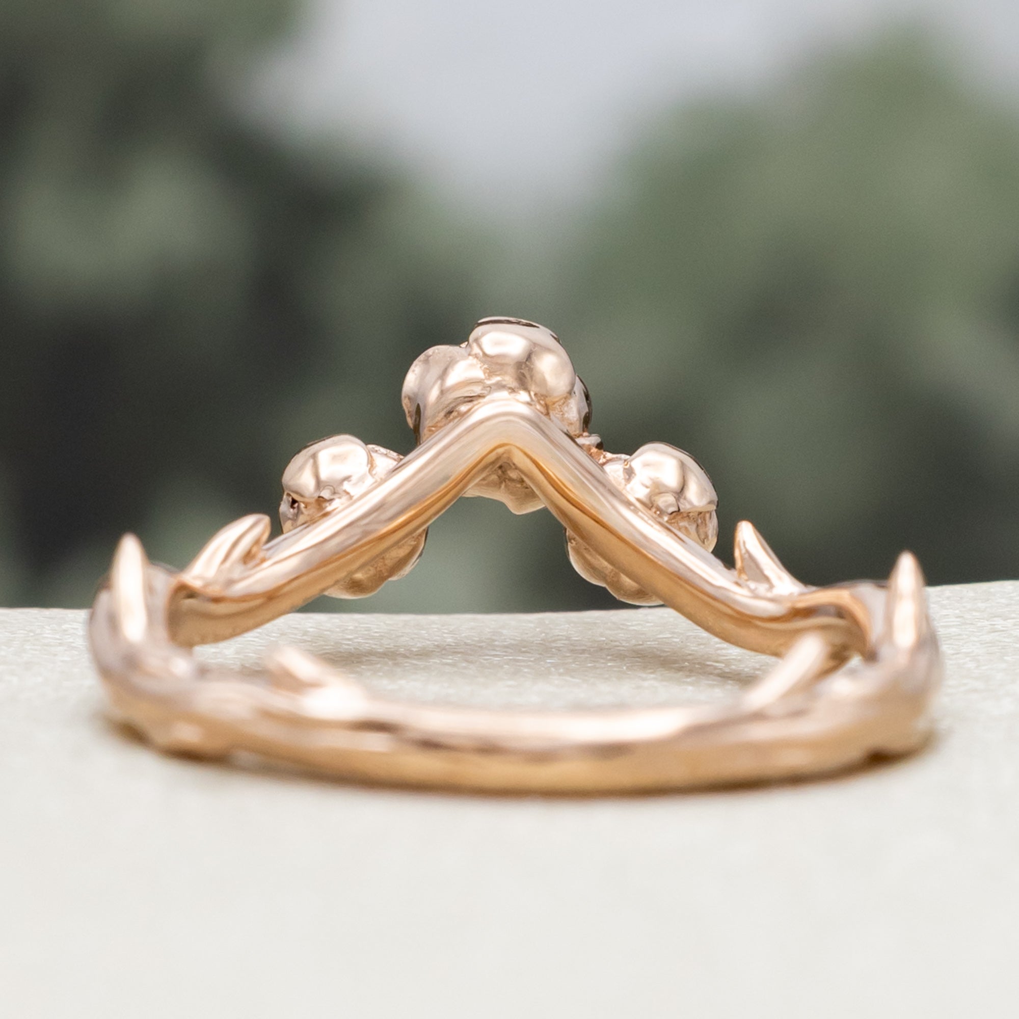 "HARLOW" - PEAR CUT MOONSTONE WOMEN'S ENGAGEMENT RING WITH SALT & PEPPER DIAMOND ACCENTS, BRANCH-STYLE BAND & TRACER-Staghead Designs