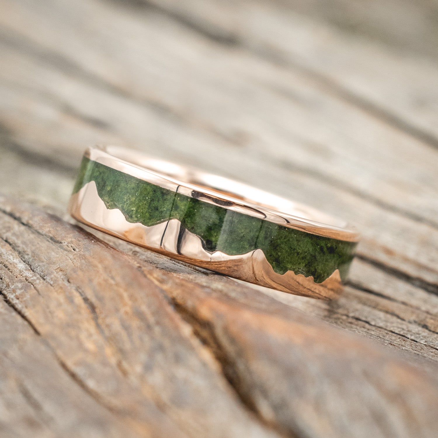 "HELIOS" - MOSS MOUNTAIN RANGE WEDDING BAND-Staghead Designs