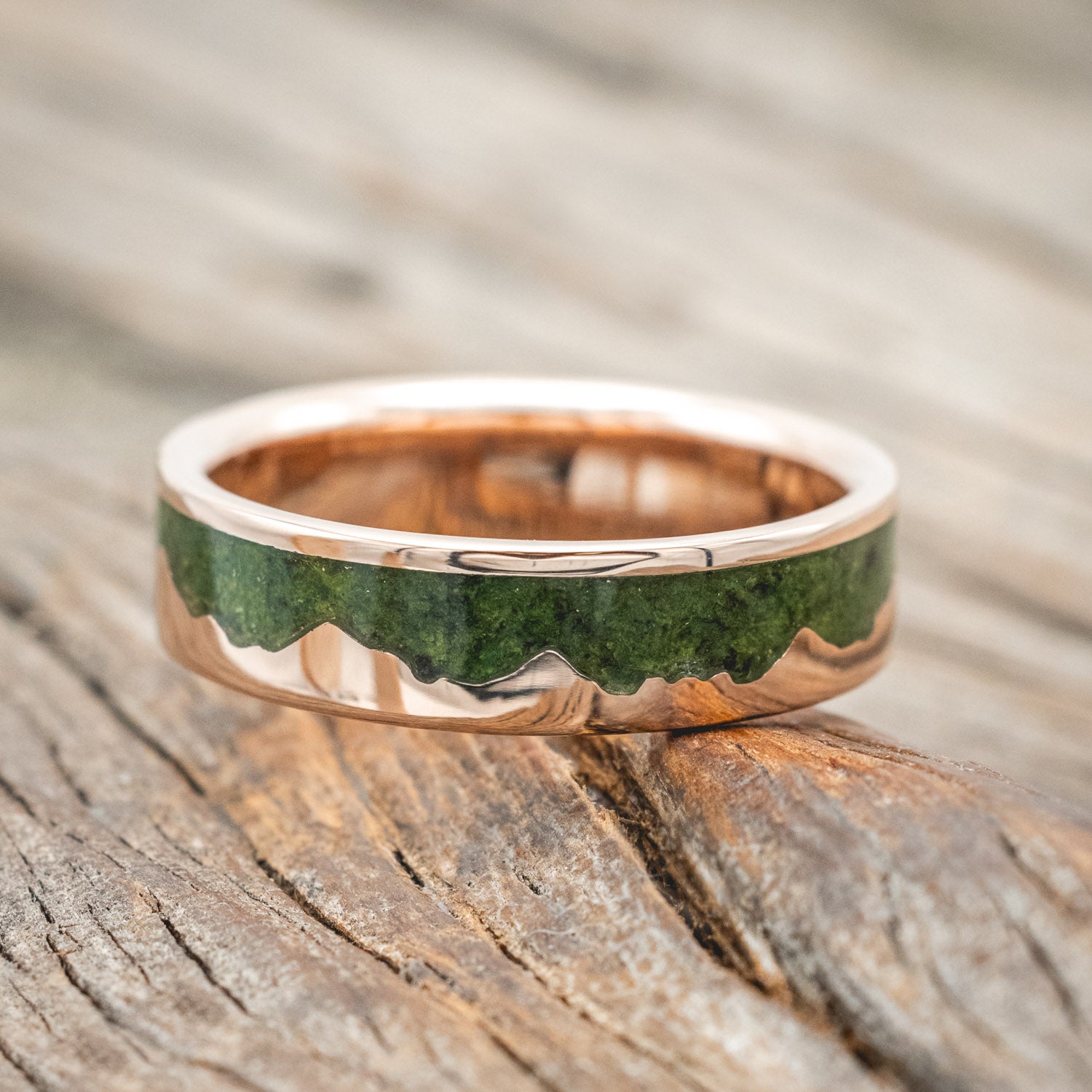"HELIOS" - MOSS MOUNTAIN RANGE WEDDING BAND-Staghead Designs