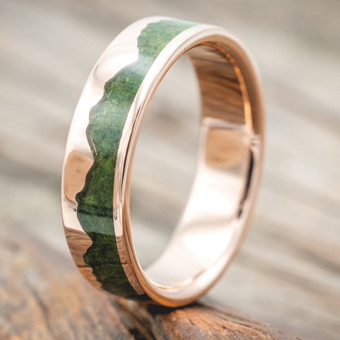 "HELIOS" - MOSS MOUNTAIN RANGE WEDDING BAND-Staghead Designs