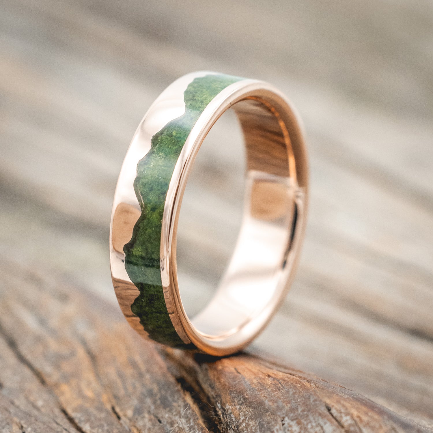 "HELIOS" - MOSS MOUNTAIN RANGE WEDDING BAND-Staghead Designs