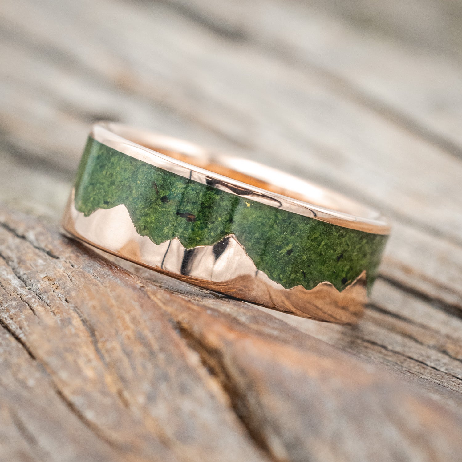 "HELIOS" - MOSS MOUNTAIN RANGE WEDDING BAND-Staghead Designs