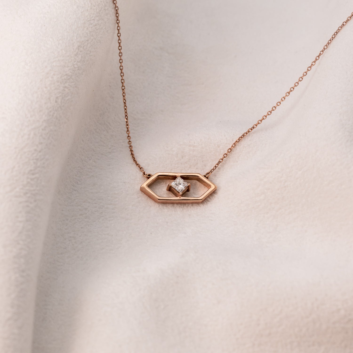 14K GOLD SINGLE DIAMOND GEOMETRIC NECKLACE-8