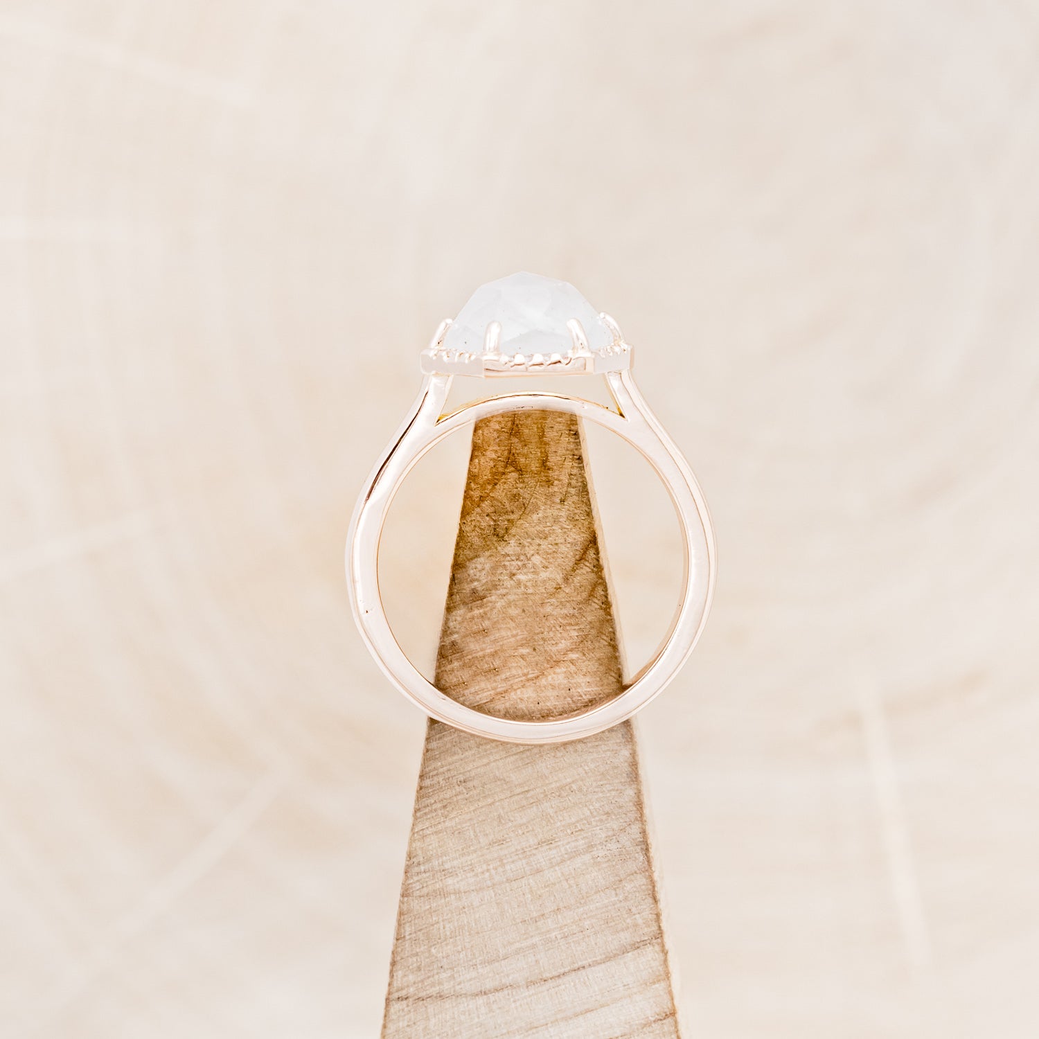 HEXAGON MOONSTONE ENGAGEMENT RING WITH DIAMOND HALO-12