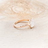 HEXAGON MOONSTONE ENGAGEMENT RING WITH DIAMOND HALO - 14K ROSE GOLD - SIZE 7-Staghead Designs