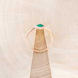 "JENNY FROM THE BLOCK" - TRIANGLE LAB-GROWN EMERALD ENGAGEMENT RING WITH V-SHAPED DIAMOND BAND