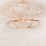 "JENNY FROM THE BLOCK" - MOISSANITE ENGAGEMENT RING WITH V-SHAPED DIAMOND TRACER - 14K ROSE GOLD - SIZE 6-4