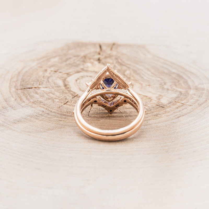 "KB" - BRIDAL SUITE - PEAR SHAPED LAB-GROWN BLUE SAPPHIRE ENGAGEMENT RING WITH "MELODY" & "FALA" TRACERS-5