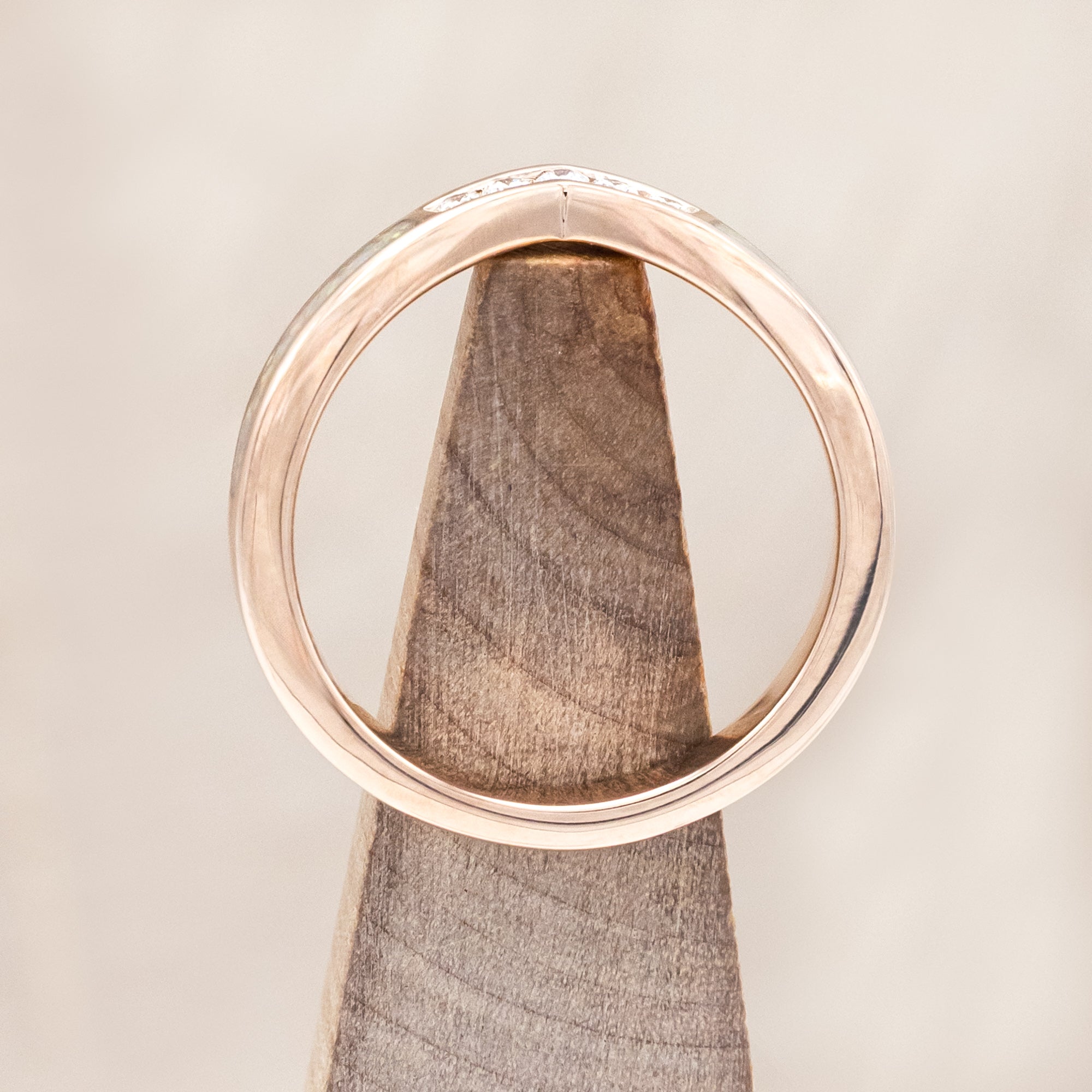 "KIDA" - V-SHAPED STACKING BAND WITH DIAMONDS & FIRE & ICE OPAL INLAYS-Staghead Designs