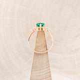 "LAYLA" - PRINCESS CUT LAB-GROWN EMERALD ENGAGEMENT RING WITH DIAMOND ACCENTS - 14K ROSE GOLD - SIZE 7-6