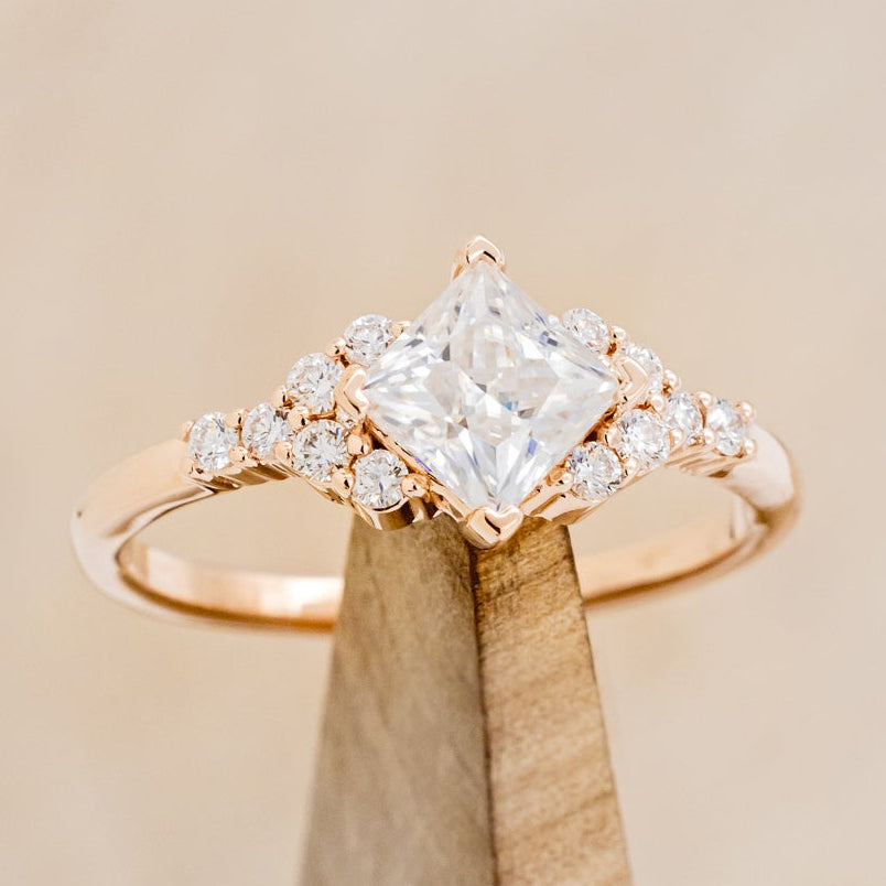 "LAYLA" - PRINCESS CUT MOISSANITE ENGAGEMENT RING WITH DIAMOND ACCENTS-13