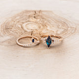 "LAYLA" - KITE CUT LAB-GROWN ALEXANDRITE ENGAGEMENT RING SET WITH DIAMOND ACCENTS & "SAGE" TRACER