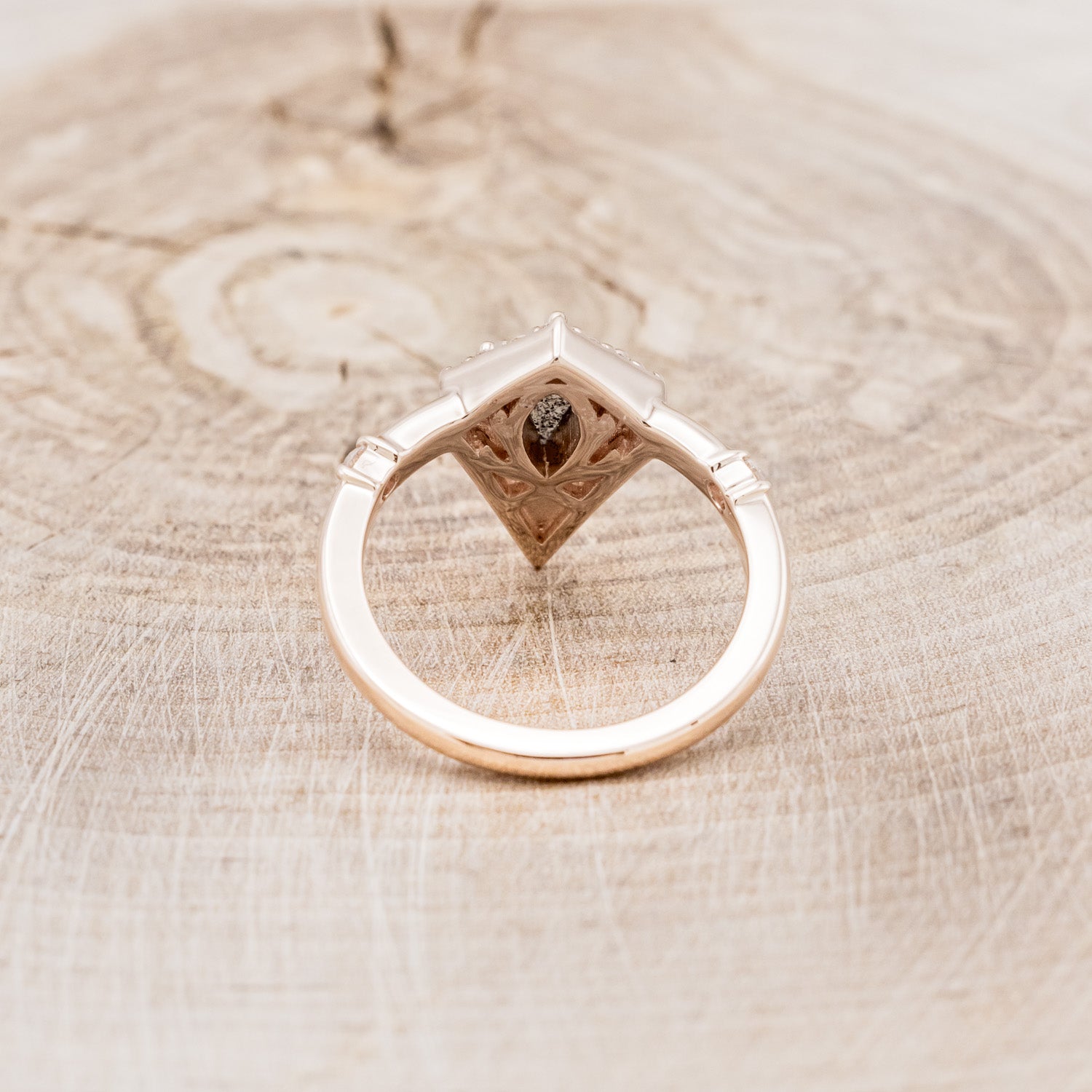 "LEIJA" - KITE CUT ENGAGEMENT RING WITH DIAMOND HALO & ACCENTS - MOUNTING ONLY - SELECT YOUR OWN STONE-5