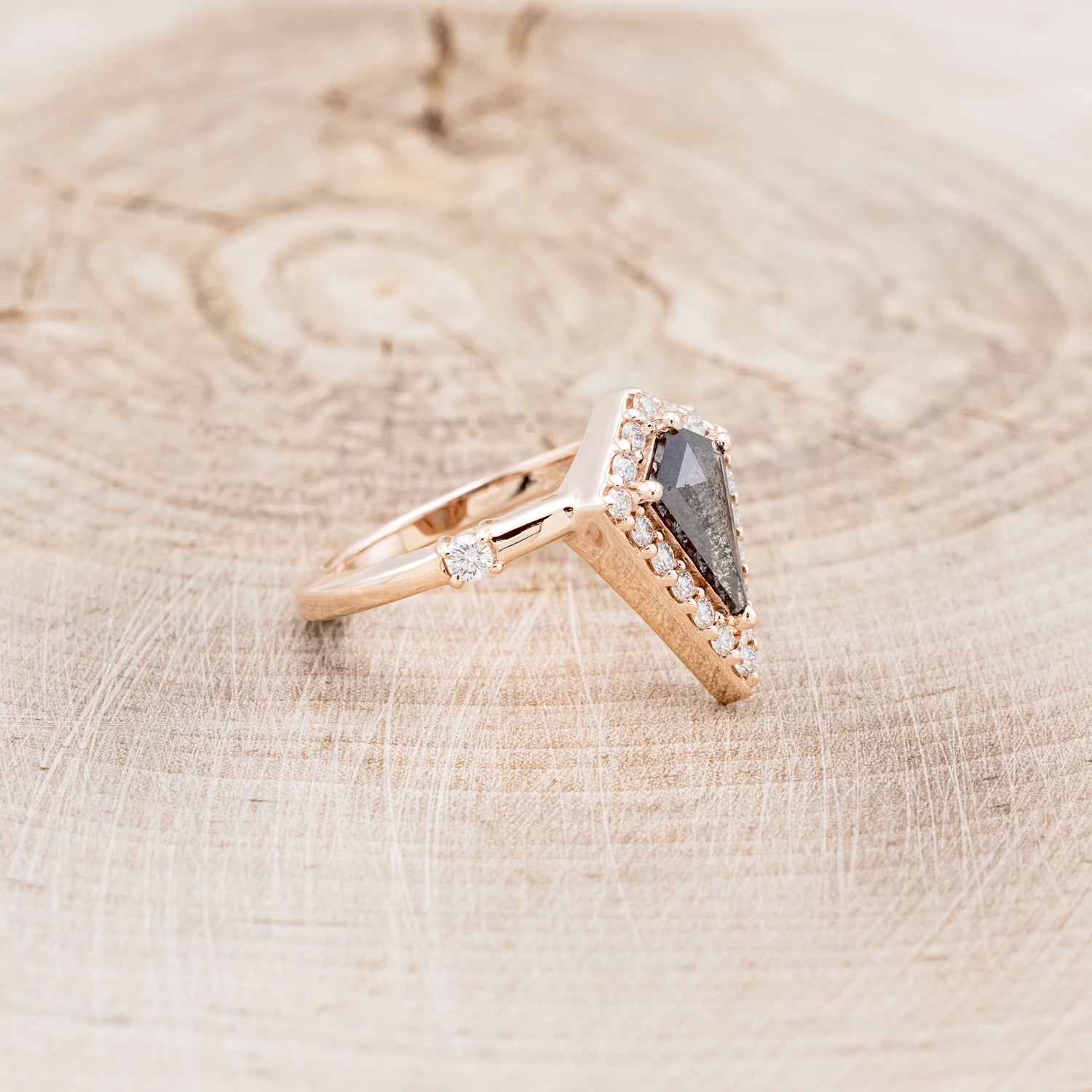 "LEIJA" - KITE CUT ENGAGEMENT RING WITH DIAMOND HALO & ACCENTS - MOUNTING ONLY - SELECT YOUR OWN STONE-2