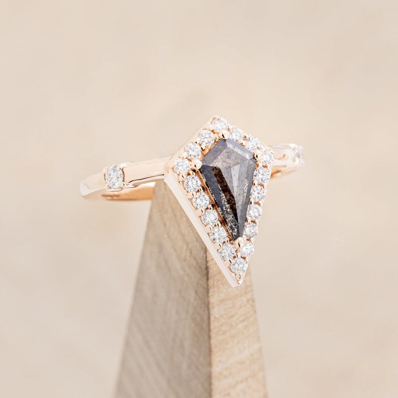 "LEIJA" - KITE CUT ENGAGEMENT RING WITH DIAMOND HALO & ACCENTS - MOUNTING ONLY - SELECT YOUR OWN STONE-1