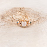 "LUCY IN THE SKY" PETITE - FACETED HEXAGON MOONSTONE ENGAGEMENT RING SET WITH DIAMOND ACCENTS & TURQUOISE INLAYS-4