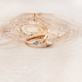 "LUCY IN THE SKY" PETITE - FACETED HEXAGON MOONSTONE ENGAGEMENT RING SET WITH DIAMOND ACCENTS & TURQUOISE INLAYS-2