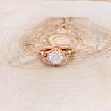 "LUCY IN THE SKY" - ROUND CUT MOISSANITE ENGAGEMENT RING WITH DIAMOND ACCENTS & FIRE AND ICE OPAL INLAYS-16