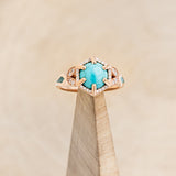 "LUCY IN THE SKY" - ROUND CUT TURQUOISE ENGAGEMENT RING WITH DIAMOND ACCENTS & FIRE AND ICE OPAL INLAYS