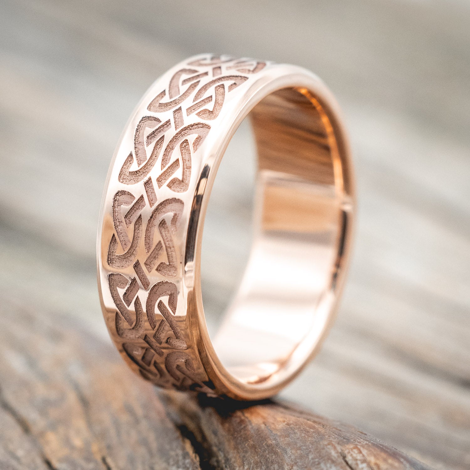 CELTIC LOVE KNOT ENGRAVED WEDDING BAND-Staghead Designs